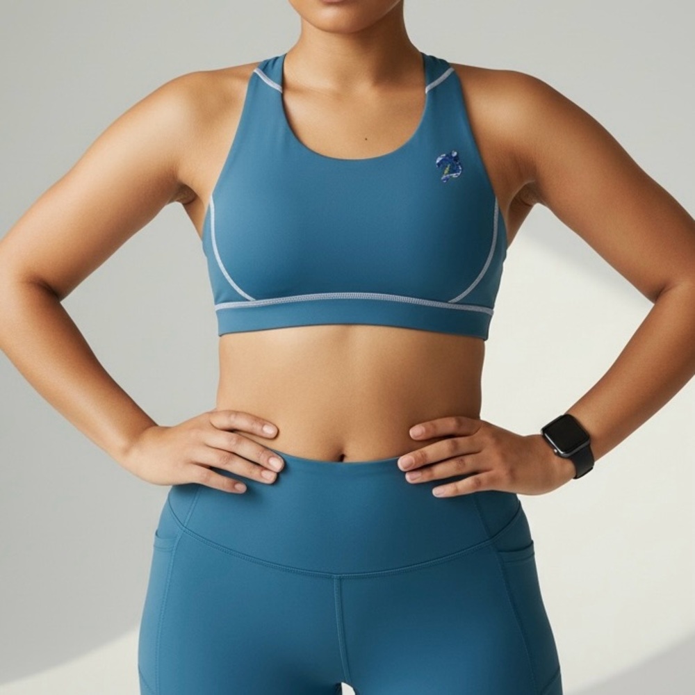 Peloton Move Mission Strappy Deep Teal Blue Sports Bra Size XL